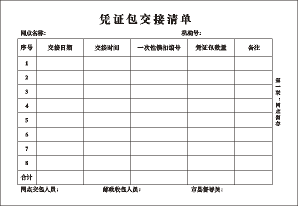 凭证包交接清单