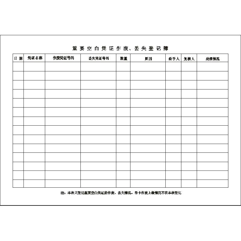 个人业务0301/重要空白凭证作废、丢失登记簿
