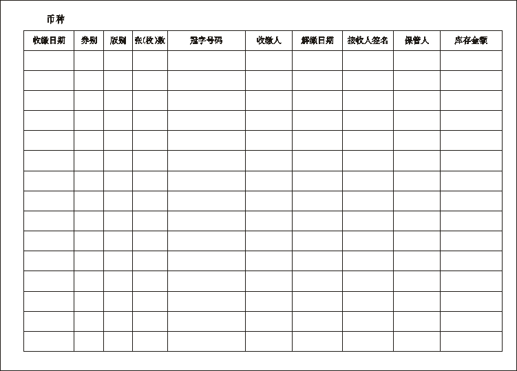 假币收缴代保管登记簿