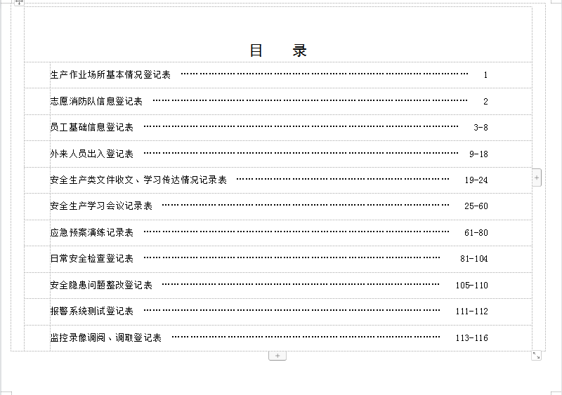 生产作业场所（非金）安全生产管理工作台账